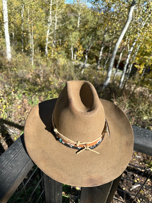 Cowboy style Distressed Rabbit Fur Felt Hat