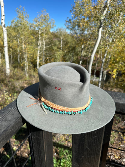 Twisted Teardrop Gray Rabbit Fur Felt Fedora