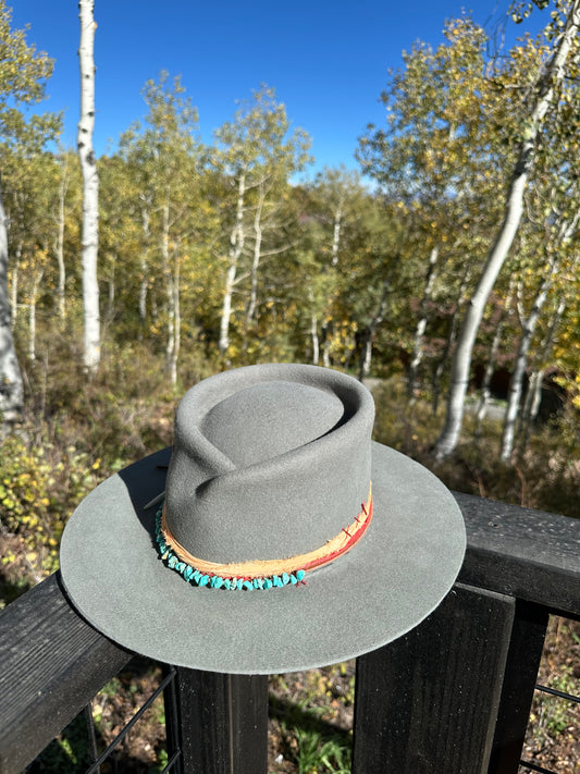 Twisted Teardrop Gray Rabbit Fur Felt Fedora