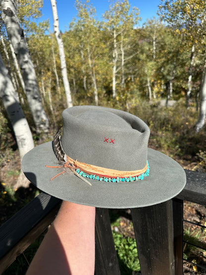 Twisted Teardrop Gray Rabbit Fur Felt Fedora
