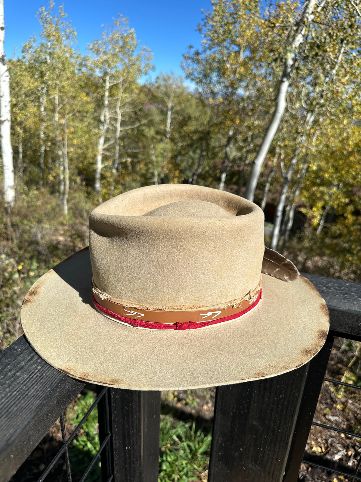 Distressed Tan Rabbit Fur Felt Fedora