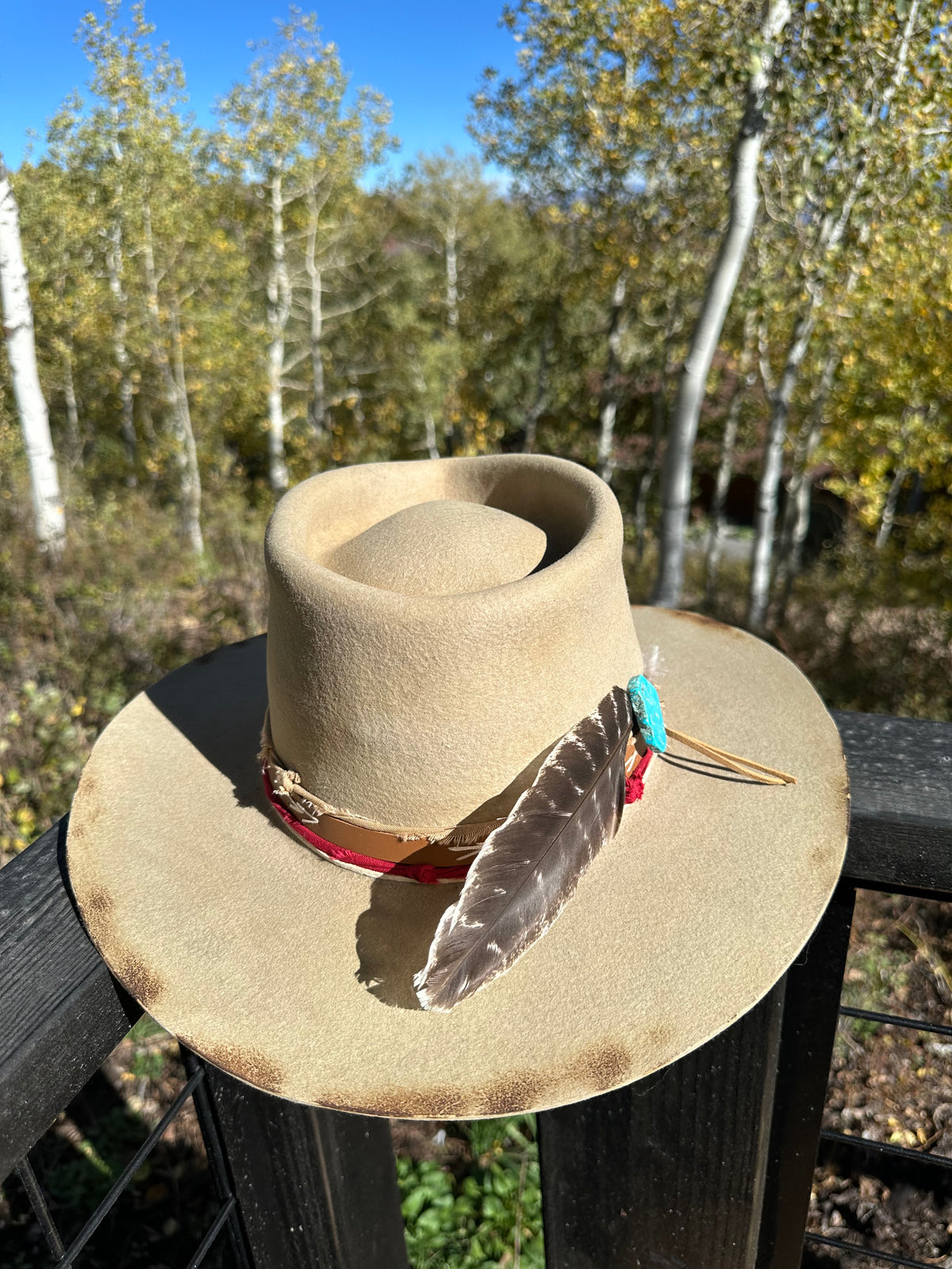 Distressed Tan Rabbit Fur Felt Fedora
