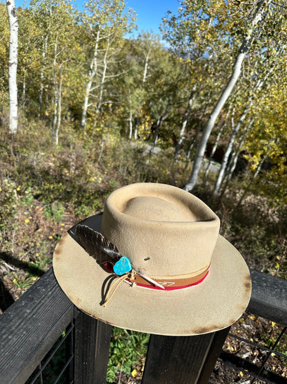 Distressed Tan Rabbit Fur Felt Fedora