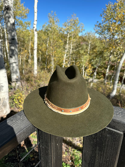 Dark Green Rabbit Fur Felt Fisher Hat