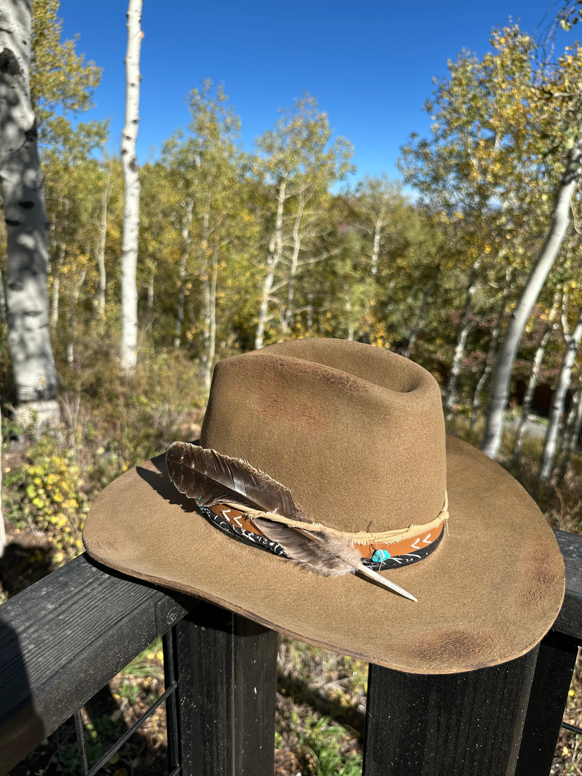 Cowboy style Distressed Rabbit Fur Felt Hat