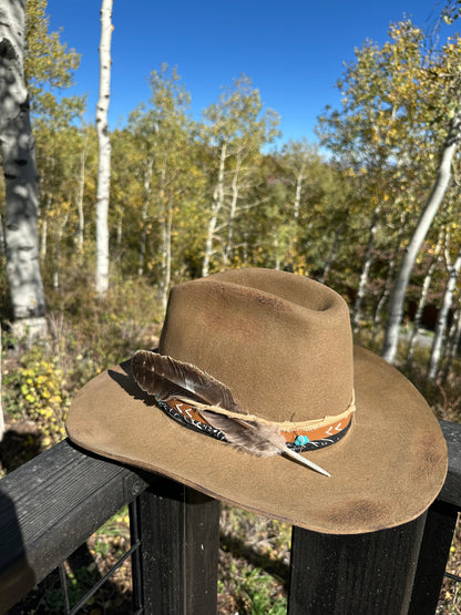 Cowboy style Distressed Rabbit Fur Felt Hat