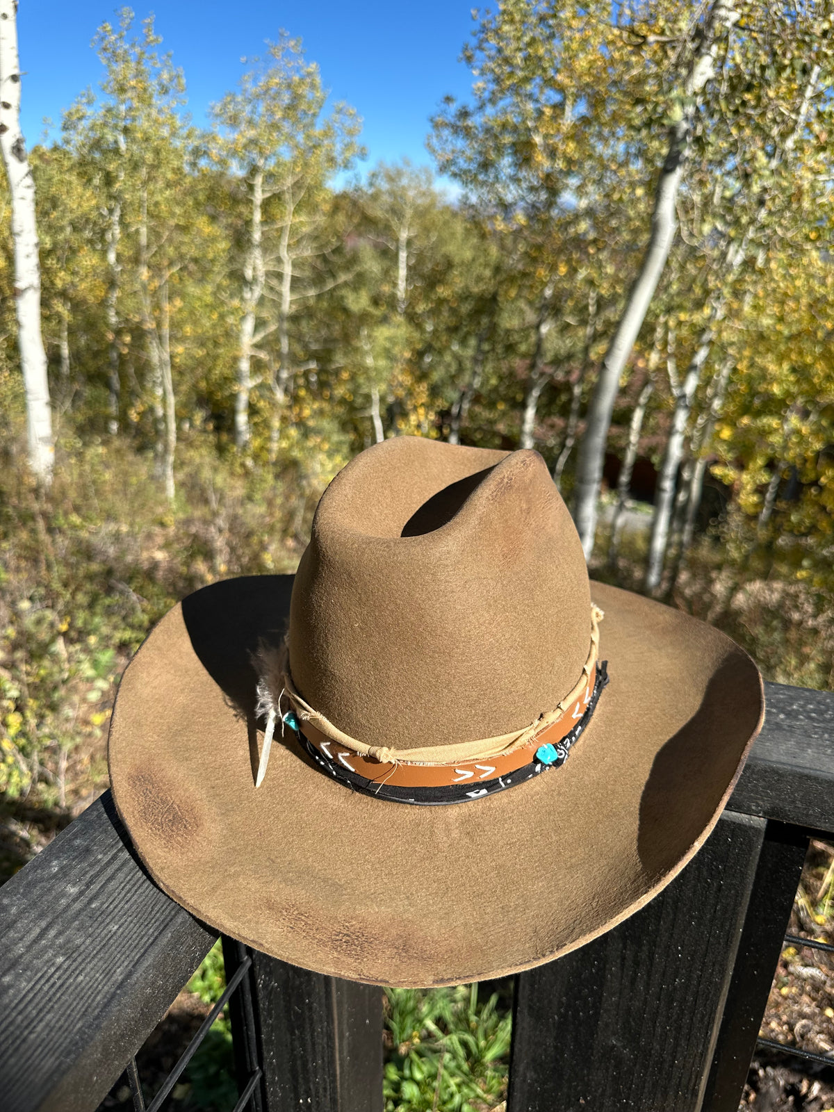 Cowboy style Distressed Rabbit Fur Felt Hat
