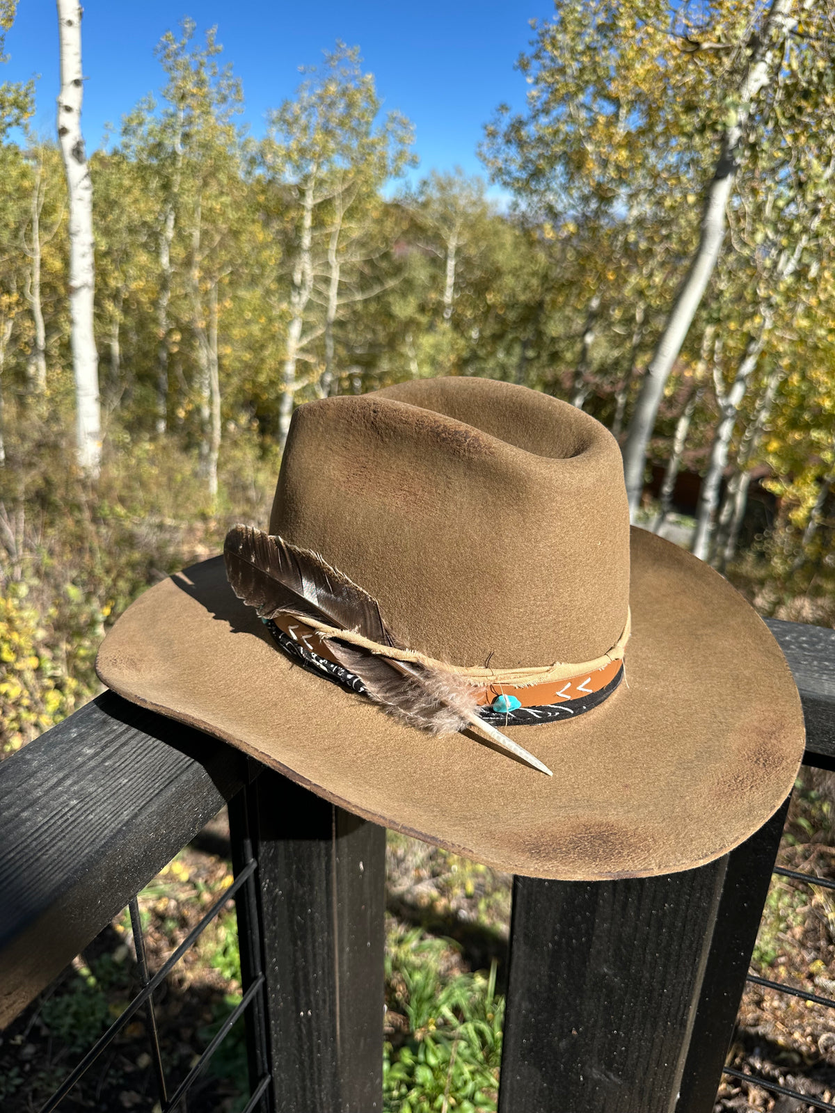 Cowboy style Distressed Rabbit Fur Felt Hat